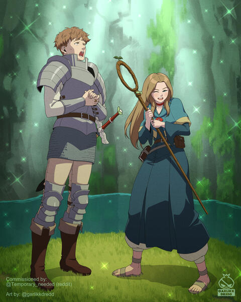 Couple Portrait as Dungeon Meshi's Characters